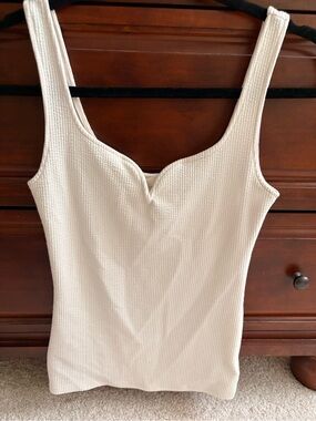 Women's Ribbed Cream Tank Top - Sleeveless H and M
